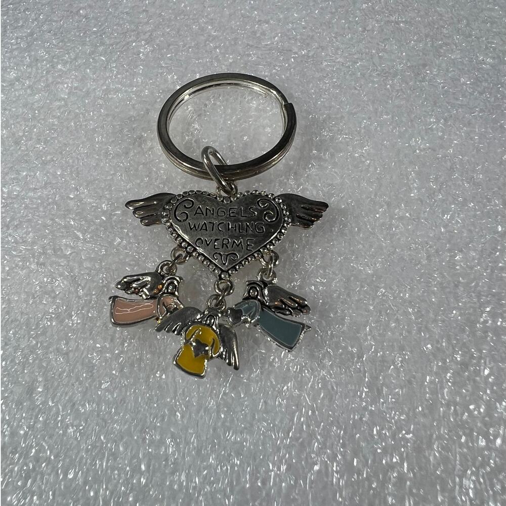 Deadstock Silver Tone Angels Spiritual Guardian Angels Watching Over Me Keychain - Picture 9 of 12